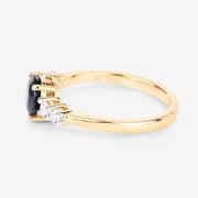 Bids.com 1.38 Carat Genuine Blue Sapphire and White Diamond 14K Yellow Gold Ring Rings