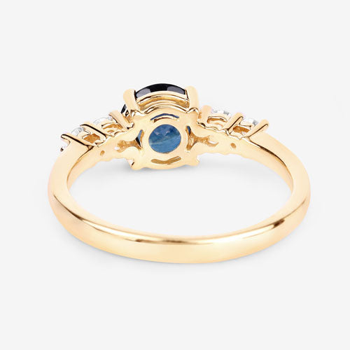 Bids.com 1.38 Carat Genuine Blue Sapphire and White Diamond 14K Yellow Gold Ring Rings