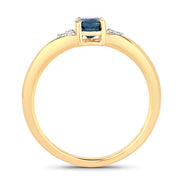 Bids.com 0.84 Carat Genuine Blue Sapphire and White Diamond 14K Yellow Gold Ring Rings
