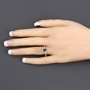 Bids.com 0.84 Carat Genuine Blue Sapphire and White Diamond 14K Yellow Gold Ring Rings