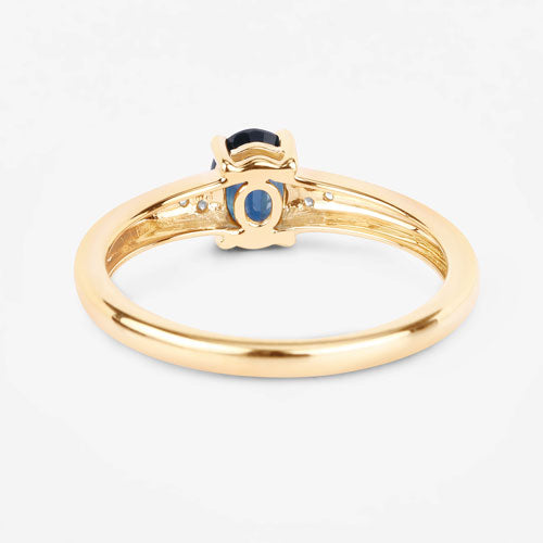 Bids.com 0.84 Carat Genuine Blue Sapphire and White Diamond 14K Yellow Gold Ring Rings