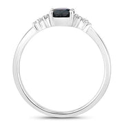 Bids.com 0.84 Carat Genuine Blue Sapphire and White Diamond 14K White Gold Ring Rings