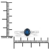 Bids.com 0.84 Carat Genuine Blue Sapphire and White Diamond 14K White Gold Ring Rings
