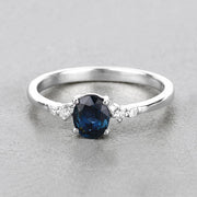 Bids.com 0.84 Carat Genuine Blue Sapphire and White Diamond 14K White Gold Ring Rings
