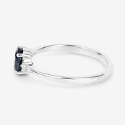 Bids.com 0.84 Carat Genuine Blue Sapphire and White Diamond 14K White Gold Ring Rings