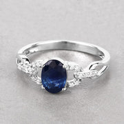 Bids.com 1.12 Carat Genuine Blue Sapphire and White Diamond 14K White Gold Ring Rings