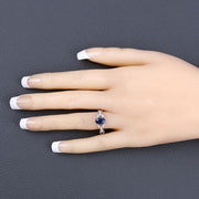 Bids.com 1.12 Carat Genuine Blue Sapphire and White Diamond 14K White Gold Ring Rings