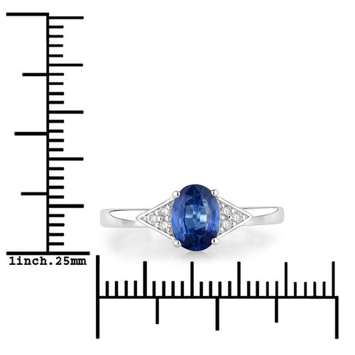 Bids.com 1.01 Carat Genuine Blue Sapphire and White Diamond 14K White Gold Ring Rings