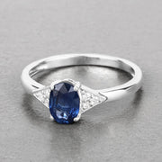 Bids.com 1.01 Carat Genuine Blue Sapphire and White Diamond 14K White Gold Ring Rings