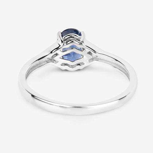 Bids.com 1.01 Carat Genuine Blue Sapphire and White Diamond 14K White Gold Ring Rings