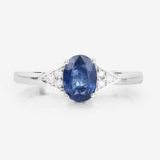 Bids.com 1.01 Carat Genuine Blue Sapphire and White Diamond 14K White Gold Ring Rings