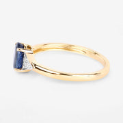Bids.com 1.01 Carat Genuine Blue Sapphire and White Diamond 14K Yellow Gold Ring Rings
