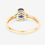 Bids.com 1.01 Carat Genuine Blue Sapphire and White Diamond 14K Yellow Gold Ring Rings