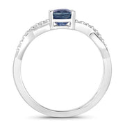 Bids.com 1.04 Carat Genuine Blue Sapphire and White Diamond 14K White Gold Ring Rings