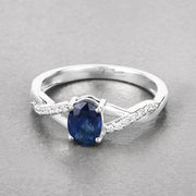 Bids.com 1.04 Carat Genuine Blue Sapphire and White Diamond 14K White Gold Ring Rings