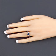 Bids.com 1.04 Carat Genuine Blue Sapphire and White Diamond 14K White Gold Ring Rings
