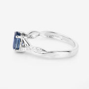 Bids.com 1.04 Carat Genuine Blue Sapphire and White Diamond 14K White Gold Ring Rings