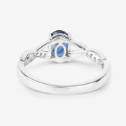 Bids.com 1.04 Carat Genuine Blue Sapphire and White Diamond 14K White Gold Ring Rings