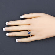 Bids.com 1.04 Carat Genuine Blue Sapphire and White Diamond 14K Yellow Gold Ring Rings