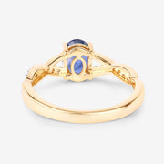 Bids.com 1.04 Carat Genuine Blue Sapphire and White Diamond 14K Yellow Gold Ring Rings