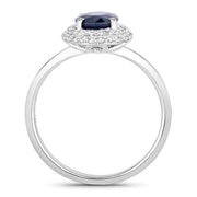 Bids.com 1.84 Carat Genuine Blue Sapphire and White Diamond 14K White Gold Ring Rings