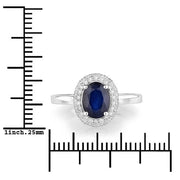 Bids.com 1.84 Carat Genuine Blue Sapphire and White Diamond 14K White Gold Ring Rings