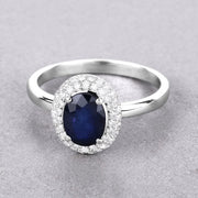 Bids.com 1.84 Carat Genuine Blue Sapphire and White Diamond 14K White Gold Ring Rings