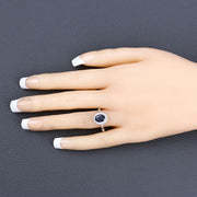 Bids.com 1.84 Carat Genuine Blue Sapphire and White Diamond 14K White Gold Ring Rings