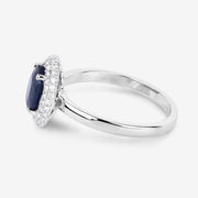 Bids.com 1.84 Carat Genuine Blue Sapphire and White Diamond 14K White Gold Ring Rings