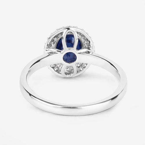 Bids.com 1.84 Carat Genuine Blue Sapphire and White Diamond 14K White Gold Ring Rings