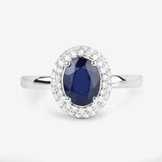 Bids.com 1.84 Carat Genuine Blue Sapphire and White Diamond 14K White Gold Ring Rings