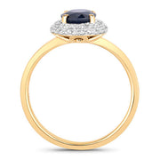 Bids.com 1.84 Carat Genuine Blue Sapphire and White Diamond 14K Yellow Gold Ring Rings