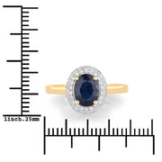 Bids.com 1.84 Carat Genuine Blue Sapphire and White Diamond 14K Yellow Gold Ring Rings
