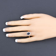Bids.com 1.84 Carat Genuine Blue Sapphire and White Diamond 14K Yellow Gold Ring Rings
