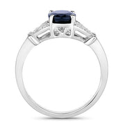 Bids.com 1.62 Carat Genuine Blue Sapphire and White Diamond 14K White Gold Ring Rings
