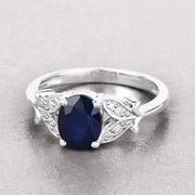 Bids.com 1.62 Carat Genuine Blue Sapphire and White Diamond 14K White Gold Ring Rings