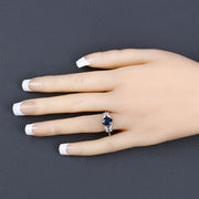 Bids.com 1.62 Carat Genuine Blue Sapphire and White Diamond 14K White Gold Ring Rings