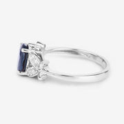 Bids.com 1.62 Carat Genuine Blue Sapphire and White Diamond 14K White Gold Ring Rings