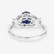 Bids.com 1.62 Carat Genuine Blue Sapphire and White Diamond 14K White Gold Ring Rings