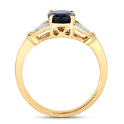 Bids.com 1.62 Carat Genuine Blue Sapphire and White Diamond 14K Yellow Gold Ring Rings