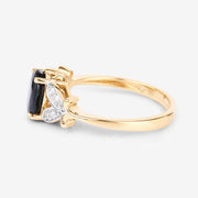Bids.com 1.62 Carat Genuine Blue Sapphire and White Diamond 14K Yellow Gold Ring Rings