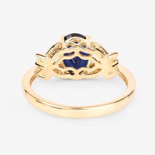 Bids.com 1.62 Carat Genuine Blue Sapphire and White Diamond 14K Yellow Gold Ring Rings