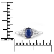 Bids.com 1.73 Carat Genuine Blue Sapphire and White Diamond 14K White Gold Ring Rings