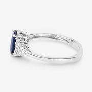 Bids.com 1.73 Carat Genuine Blue Sapphire and White Diamond 14K White Gold Ring Rings