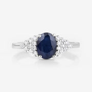 Bids.com 1.73 Carat Genuine Blue Sapphire and White Diamond 14K White Gold Ring Rings