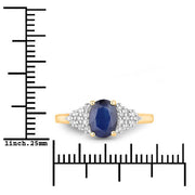 Bids.com 1.73 Carat Genuine Blue Sapphire and White Diamond 14K Yellow Gold Ring Rings