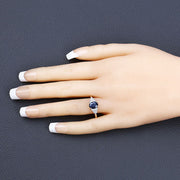 Bids.com 1.73 Carat Genuine Blue Sapphire and White Diamond 14K Yellow Gold Ring Rings