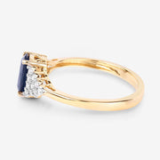 Bids.com 1.73 Carat Genuine Blue Sapphire and White Diamond 14K Yellow Gold Ring Rings