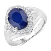 Bids.com 3.31 Carat Genuine Blue Sapphire and White Diamond 14K White Gold Ring Rings