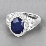 Bids.com 3.31 Carat Genuine Blue Sapphire and White Diamond 14K White Gold Ring Rings